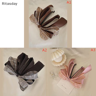 Ritasday 2022 ใหม่ริบบิ้นโบว์กล้วยคลิปน่ารัก Pearl Hair Pins Barrette ผู้หญิงอุปกรณ์เสริมผมแฟชั่นสีทึบ Elegant Hair Claw ใหม่