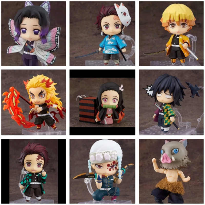 Demon Slayer Nendoroid Action Figure Tanjirou Nezuko Zenitsu Agatsuma Inosuke Kochou Shinobu Uzui Tengen Tomioka Giyuu Rengoku Kyoujurou ของขวัญ