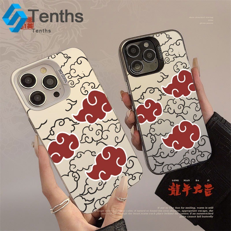 กรณีเงินสี for IPhone 8 7 Plus 16 11 12 13 15 14 Pro Max X XR Xs Max เคสโทรศัพท์ Red Lucky Cloud เปลือกอ่อน