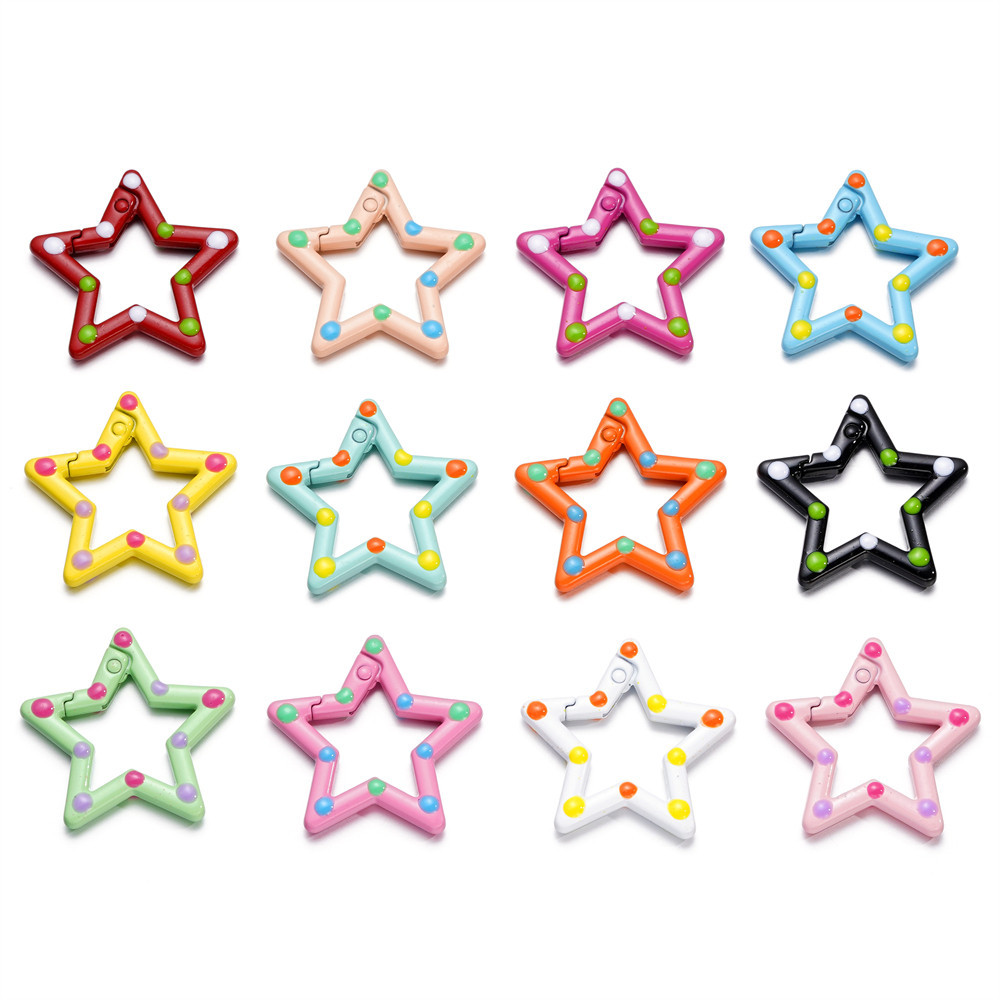St. kunkka 1-5 ชิ้นโลหะผสมฤดูใบไม้ผลิหัวเข็มขัดที่มีสีสันพวงกุญแจดาวห้าแฉกสําหรับงานฝีมือพวงกุญแจ DIY – โปรปัง
