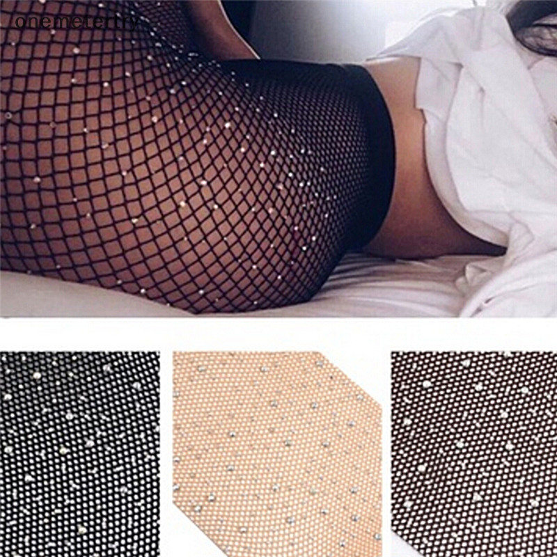 Onem ใหม่ผู้หญิงคริสตัล Rhinestone Fishnet สุทธิตาข่ายถุงเท้าถุงน่องถุงน่อง Pantyhose n