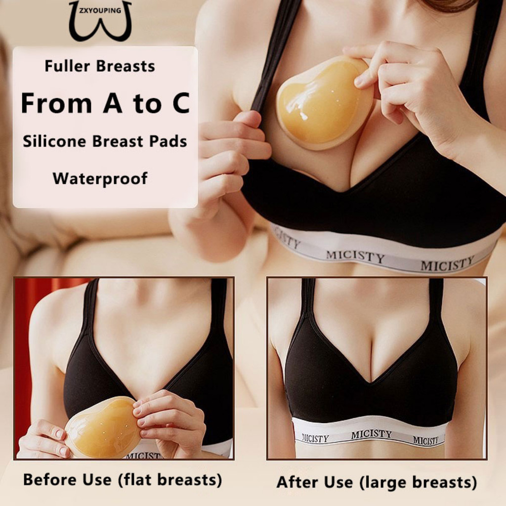 Zxyouping หนา 2 ซม.ฟองน้ําแบบใช้ซ้ําได้ Bra Pads หัวนม,ที่มองไม่เห็น Push Up เบาะซิลิโคนเต้านม Pads, Breast Lift Pads สําหรับบิกินี่, ชุดว่ายน้ํา, Bra