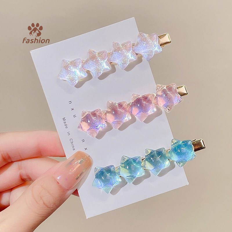 [แฟชั่น] ใหม่แฟชั่นgradient Star Hairpinน่ารักสาวหัวใจDuckbillคลิปสาวหวานPhangram Starเครื่องประดับผมด้านข้าง {TH}