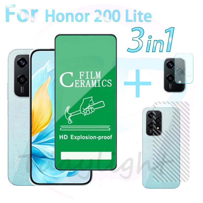 3 in 1 Honor 200 Lite HD ฟิล์มเซรามิคสําหรับ Honor X8B X7B X6B X7A เลนส์กล้องกระจกป้องกันหน้าจอและฟิ