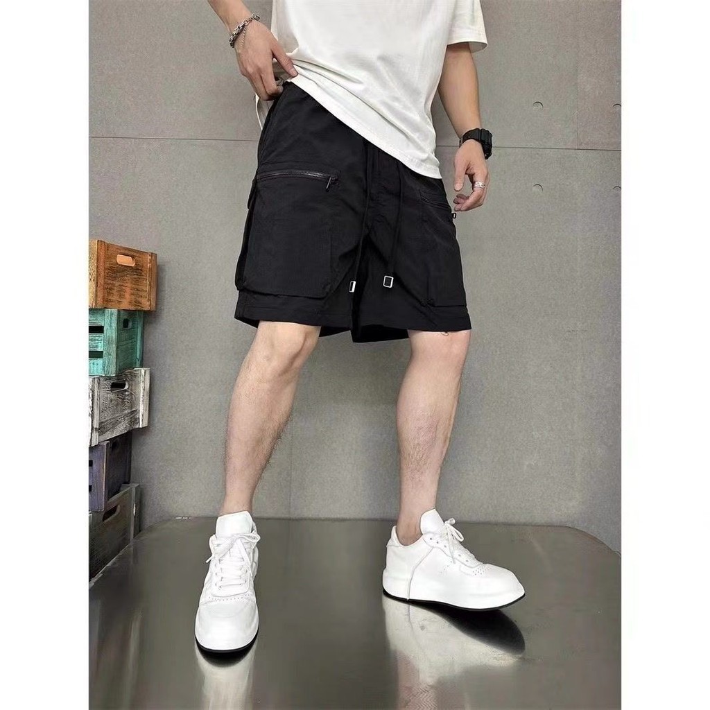 【M-8XL 】พลัสขนาดผู้ชายเจนวินเทจหลายกระเป๋า Workwear กางเกงขาสั้น, ผู้ชายแฟชั่นแบรนด์บางพอดีหลวมตรง Casual Coat คาปรีกางเกง