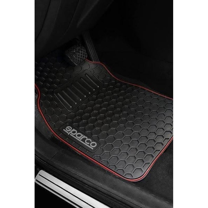 Sparco พรม ผ้ายาง ปูพื้น SPCF500RD Set of 3 Universal Floor Mats with Rear Bridge for Car Model F500