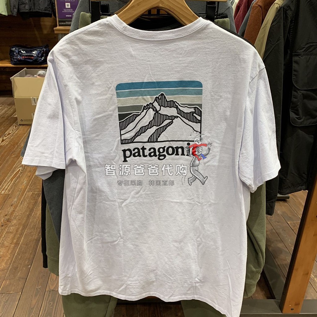 Patagonia Patagonia ผ้าฝ้ายแท้พิมพ์หลวมแขนสั้นระบายอากาศ 0628