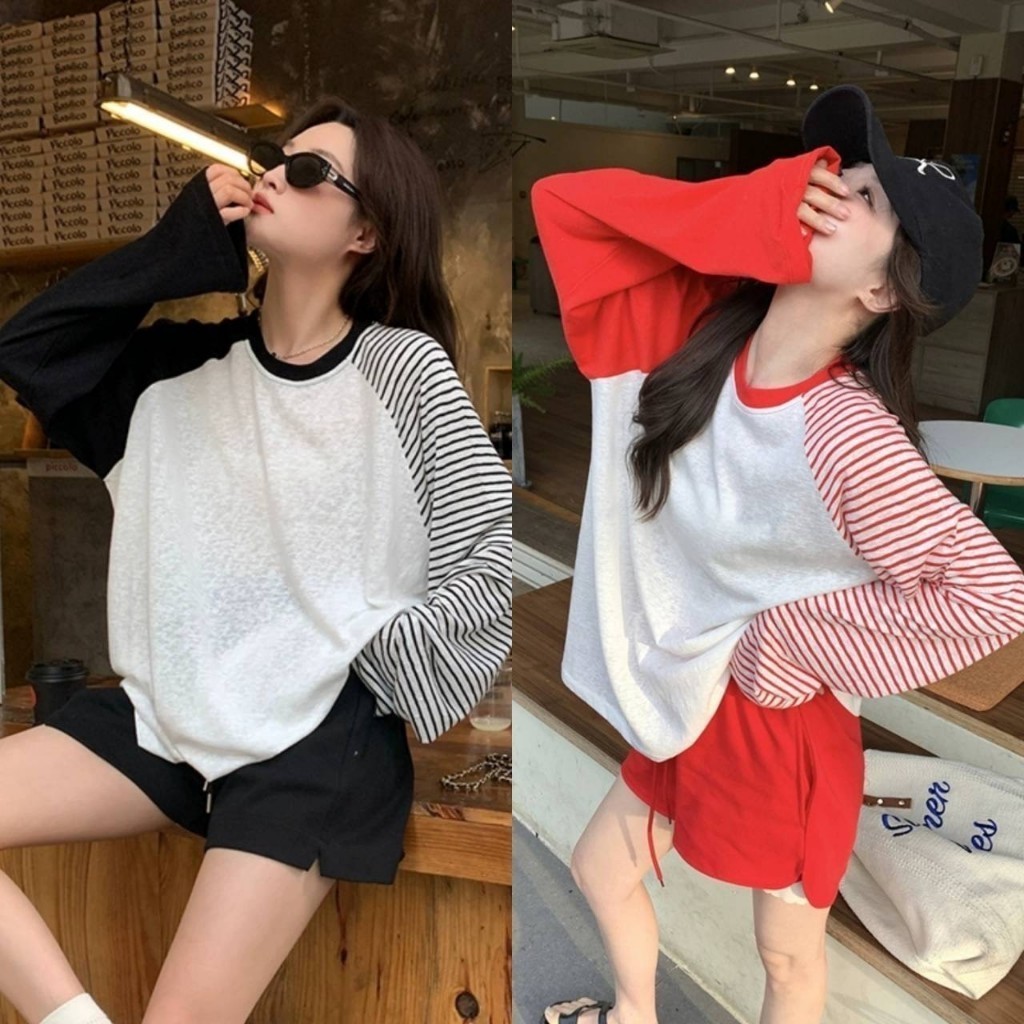 Glassy Sky พร้อมส่ง เสื้อสเวตเตอร์เชียร์แขนยาว น่ารักสุดๆ คอกลม ดีเทลกราฟฟิก สีทึบ (M2927)