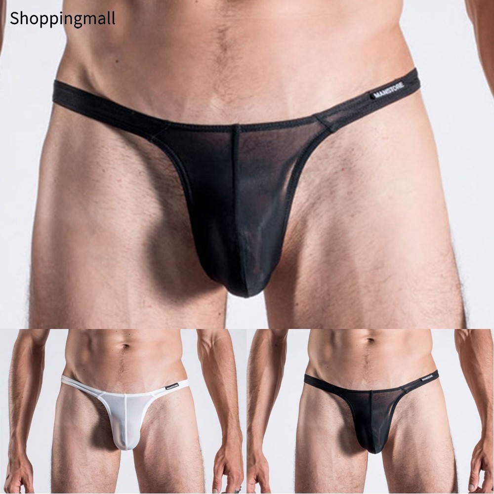 [สต็อก]Men See Through Briefs Breathable G-Strings Bulge Pouch Thongs Bikini ชุดชั้นใน