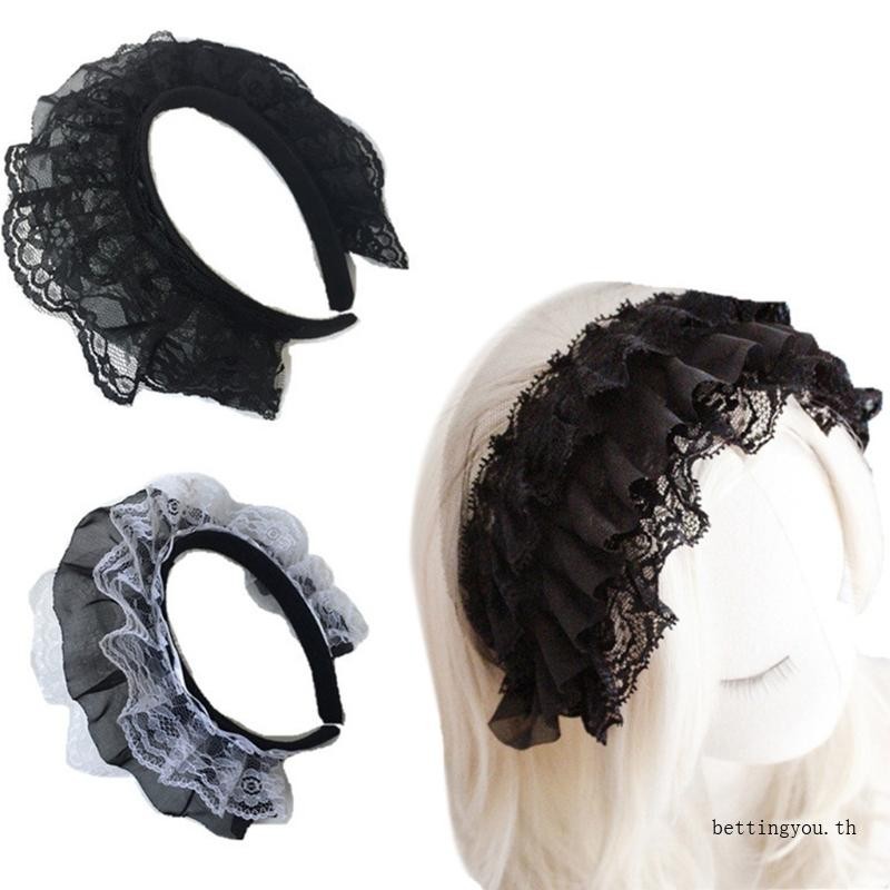 ʚɞ * สาว Ruffles ลูกไม้ Headwear Multilayer ลูกไม้แถบคาดศีรษะตาข่ายลูกไม้แปลกใหม่ Headpiece อะนิเมะคอสเพลย์เครื่องประดับผม