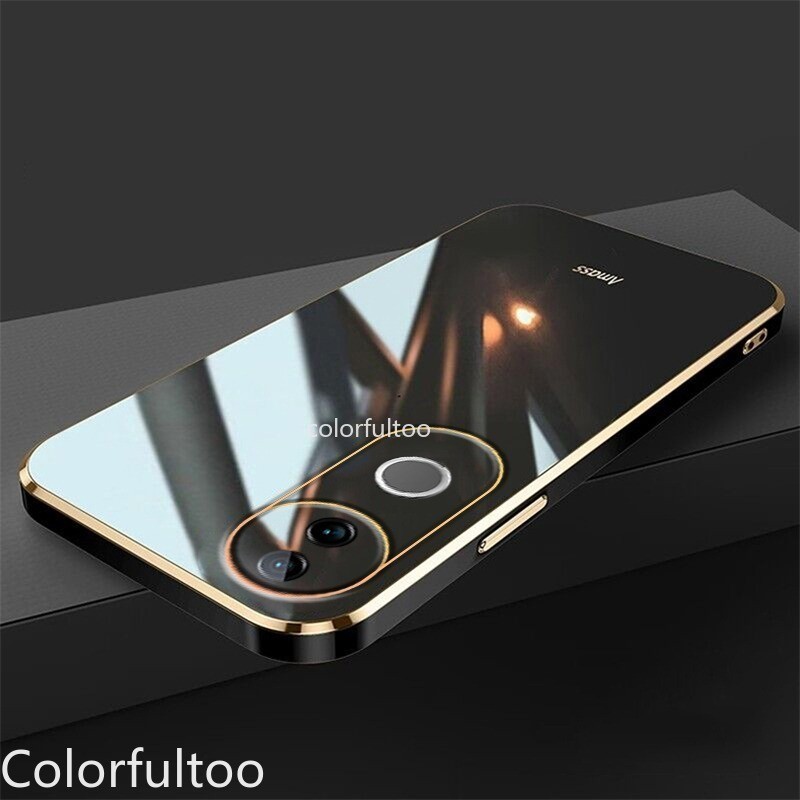 Vivo V50 2025 หรูหรา 6D ชุบ Soft TPU ซิลิโคนเคสโทรศัพท์สําหรับ Vivo V50 V40 Pro V40Lite V50Pro 5G กันกระแทกกล้องเลนส์ป้องกันปกหลังคู่ปลอกสําหรับ VivoV50