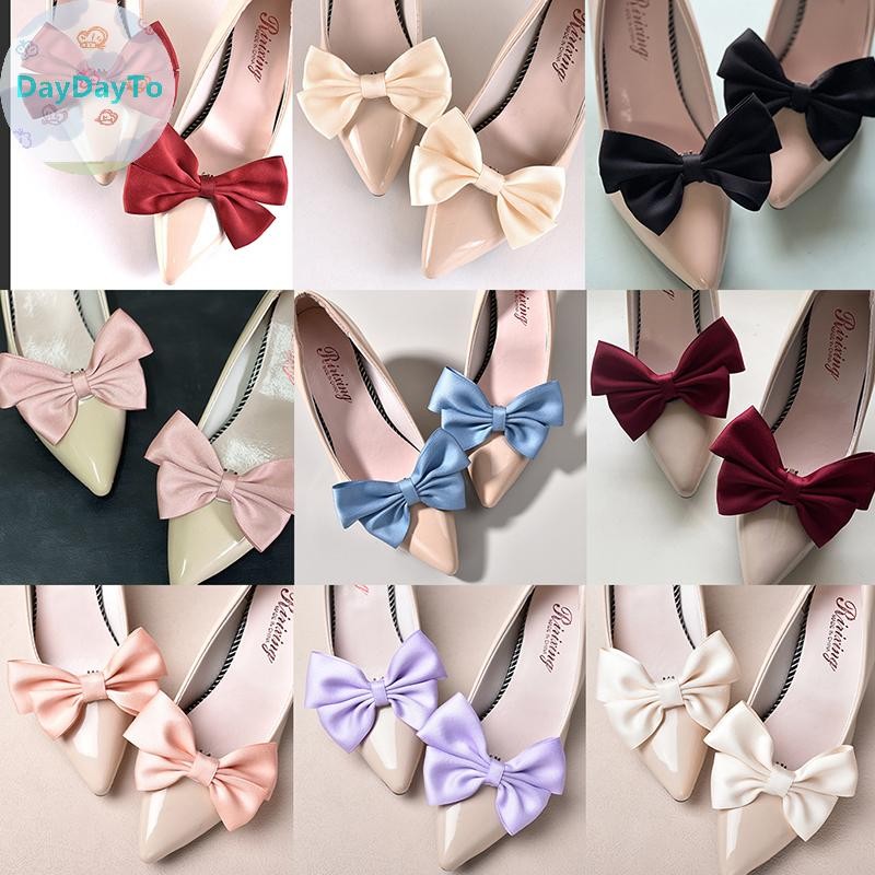 DayDayTo 1 คู่โบว์คลิปตกแต่งรองเท้าส้นสูงผู้หญิง Charm หัวเข็มขัดอุปกรณ์เสริม
