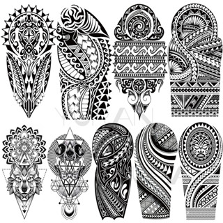 ขนาดใหญ่ Maori รอยสักชั่วคราวสําหรับผู้ชายผู้หญิงหนามที่สมจร…