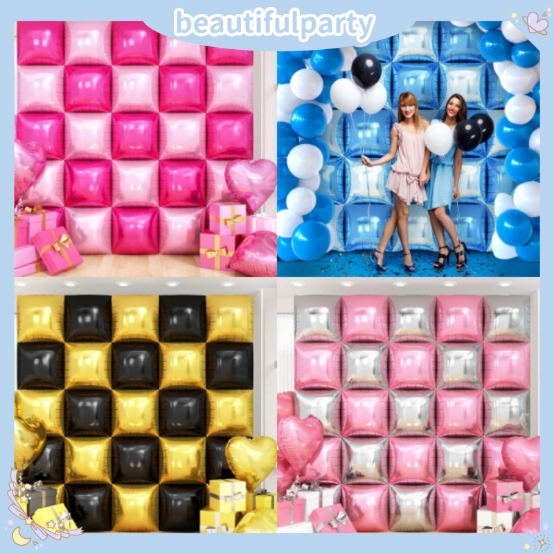 25ชิ้นสองด้านลูกโป่งสี่เหลี่ยมโลหะสีแดง,สีชมพู,ลูกโป่งฟอยล์สีฟ้าผนัง ทําเอง วันวาเลนไทน์,วันครบรอบแต่งงานพรรคตกแต่งพื้นหลัง ราคา ถูกที่สุด ดีลบีเคเค แกลเลอรีภาพที่ 2