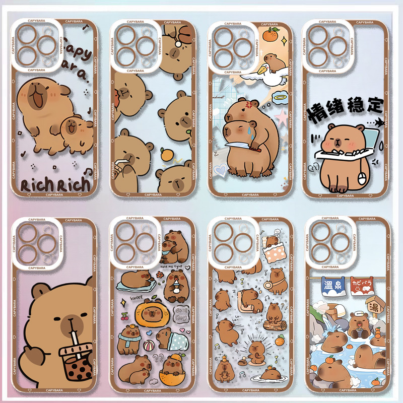 ปลอกสําหรับ Samsung Galaxy S25 Ultra S24 Plus S24FE S23FE A16 5G J2 J7 Prime J6 Plus การ์ตูนน่ารักตลก Capybara นุ่มโปร่งใสเคสโทรศัพท์