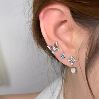 Roselife 1PC คริสตัลโบว์ผีเสื้อ Star สกรู Pierced ต่างหูสําหรับผู้หญิงสาวแฟชั่นหู Studs เครื่องประดับ