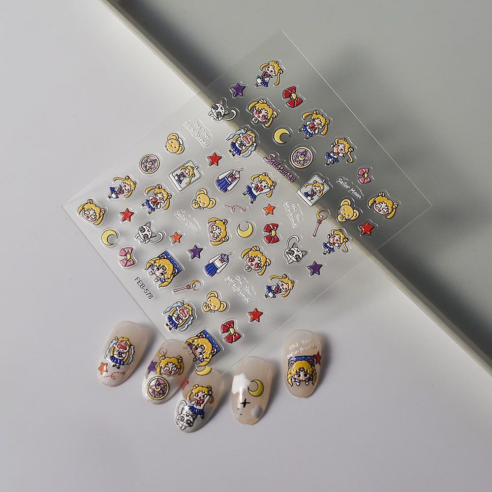 สติ๊กเกอร์ติดเล็บเซเลอร์มูน สติ๊กเกอร์แต่งเล็บ ดีไซน์ 3 มิติ - รูปที่ 6