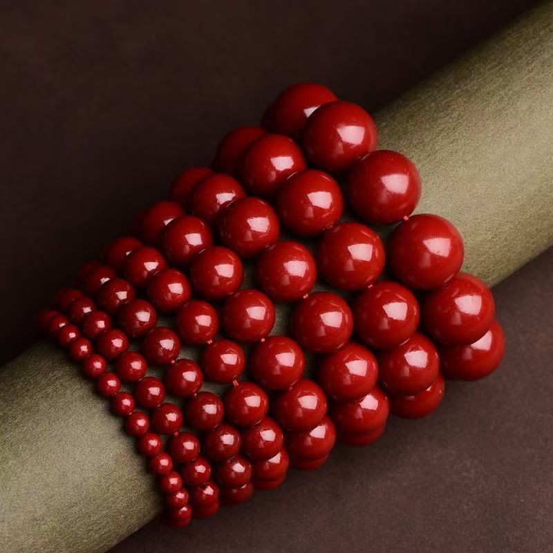 Blessing Cinnabar สร้อยข้อมือลูกปัด Lucky Charm สร้อยข้อมือดีเพื่อสุขภาพการไหลเวียนโลหิต (6 มม.-16 มม.) กําไลลูกปัด ลูกปัดหิน กำไลหิน กำไลหิน