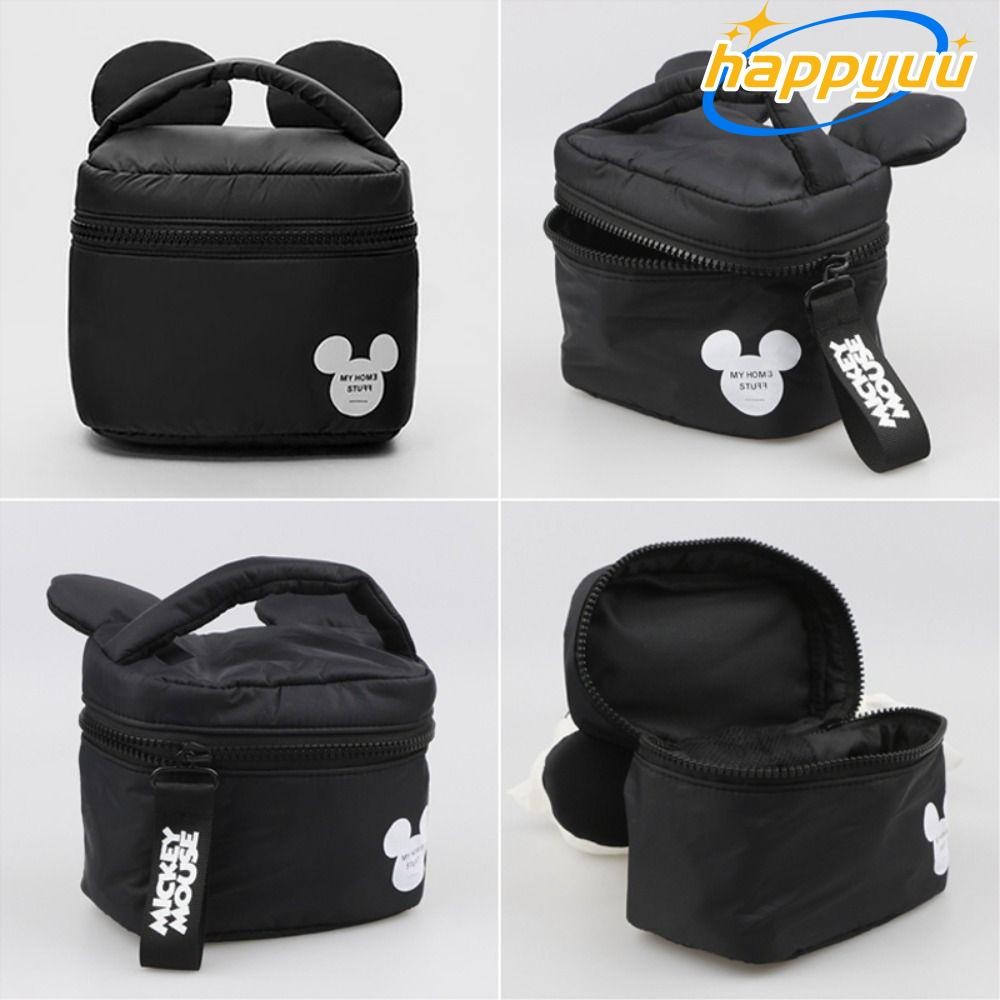 Happyuu กระเป๋าแต่งหน้า Mickey Mouse, สีดําหนาความงามเครื่องสําอาง,น้ําหนักเบาขนาดใหญ่ความจุ Shock Resistance กันน้ําแป้งกระเป๋าอุปกรณ์อาบน้ํา