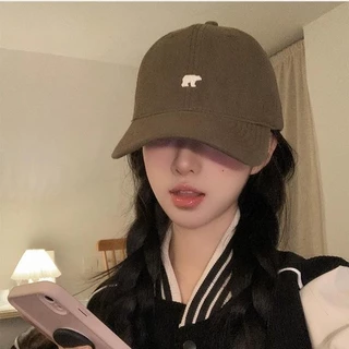 Halo studio พร้อมส่ง🔥หมวกเบสบอลสไตล์เกาหลีสตรี การเย็บปักถักร้อยหมีขั้วโลก bear cap