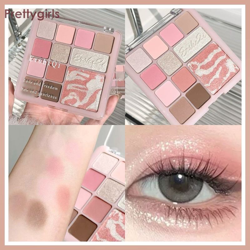 PY.th พาเลตต์อายแชโดว์ 12 สี สีชมพู เนื้อแมตต์ มุก ควัน สีชมพู กุหลาบ ติดทนนาน กันน้ํา แต่งหน้า ตา