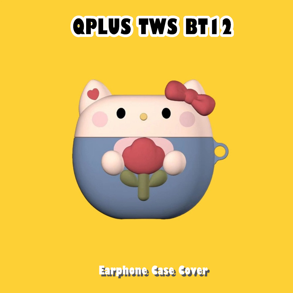 คุณภาพสูงสําหรับ QPLUS TWS BT12 Case Casing Soft Silicone Headphone Case Fashion Cartoon