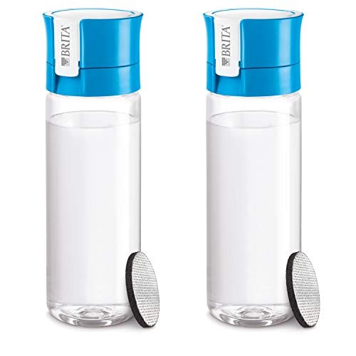 Brita Water Filter Water Bottle Portable Bottle Type Set of 2, 600ml, Blue, Microdisk Filter [Offici