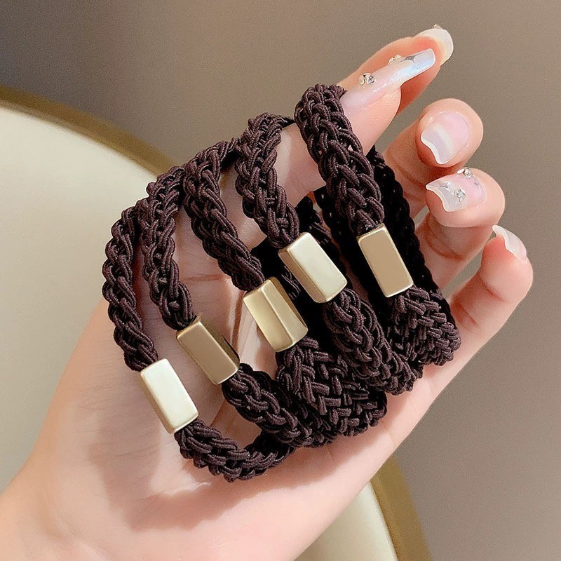 ยางมัดผม สีเรียบ มีความยืดหยุ่นสูง ยางรัดผมทนทาน  หนังยางรวบผม พร้อมส่ง - รูปที่ 5