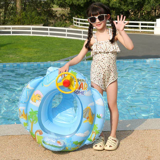 Aoduoyaya ห่วงยางเด็ก รูปร่างเครื่องบิน ด้วยพวงมาลัย ห่วงยางสวมขาเด็ก Baby Swimming Seat