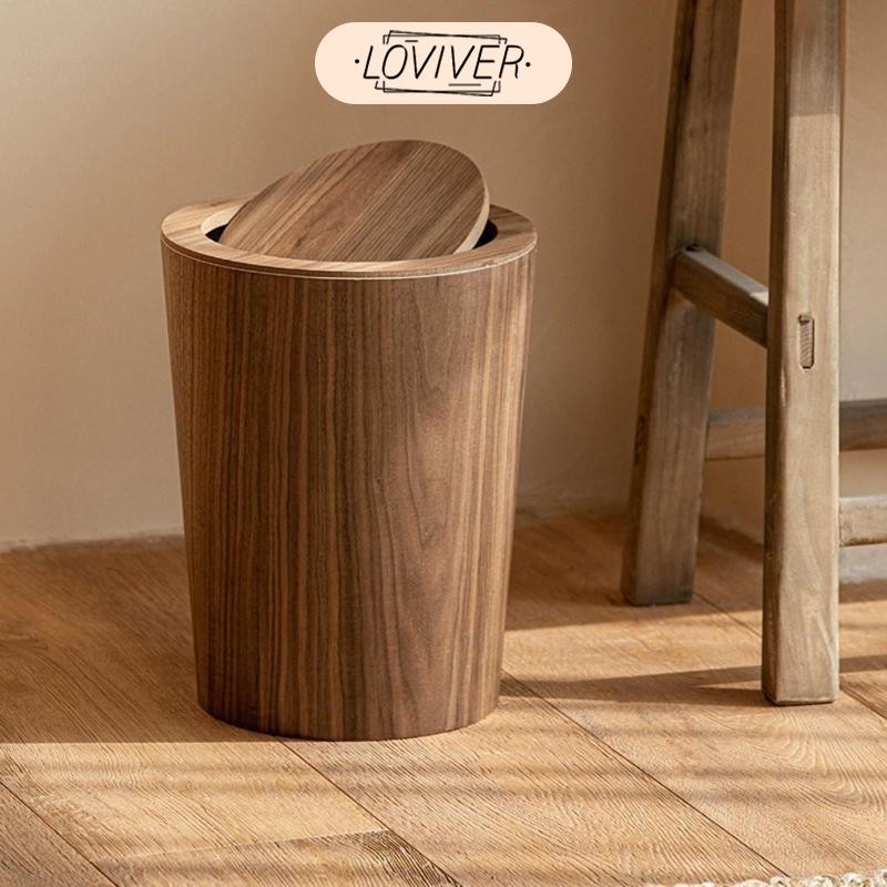 LOVIVER ถังขยะไม้ถังขยะตกแต่งตะกร้าขยะสําหรับห้องนั่งเล่น