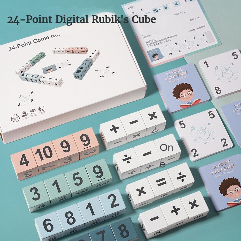 ไม้ 24 จุด Rubik's Cube บล็อกอาคารเด็ก Montessori ปริศนาจำนวนบวก,ลบ,คูณและหาร Early Education ของเล่น