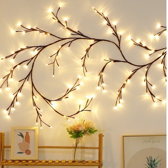 1.5 เมตร 72LEDS ประดิษฐ์ Willow Vine Light กลางแจ้ง String Fairy ไฟ 8 โหมดแสงสําหรับผนังระเบียงสวน DIY ตกแต่ง