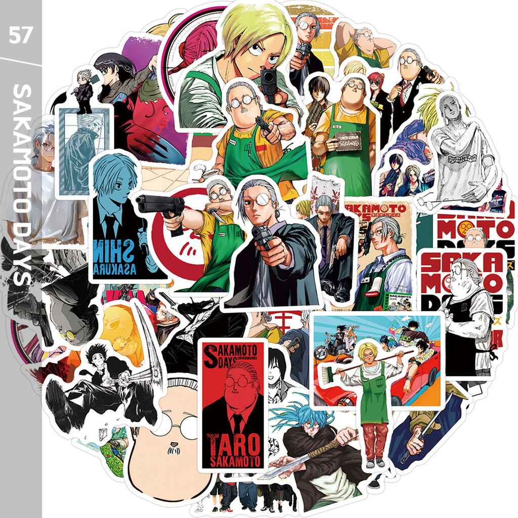 ชุดสติ๊กเกอร์ SAKAMOTO DAYS ชุดสติกเกอร์กราฟฟิตีกันน้ำอะนิเมะ, 57 แผ่น/ชุด
