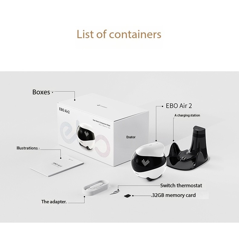 [ใน คลังสินค้า] EBO Air2 is a full-house mobile walking robot that monitors household electronics, cameras for bosses, boyfriends, girlfriends, pets, cats, wireless, plug-in remote control, companionship, and an intelligent camera head monitor