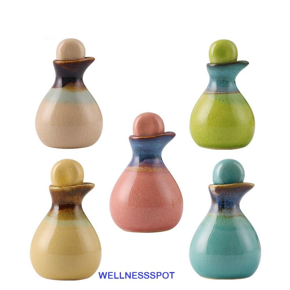 Wellnessspot ขวดน้ําหอม, ขวดน้ํามันหอมระเหยวินเทจทนทาน, ขวดหยดน้ํามันเซรามิกรีฟิลขนาดเล็กหลากสี Home Hotel