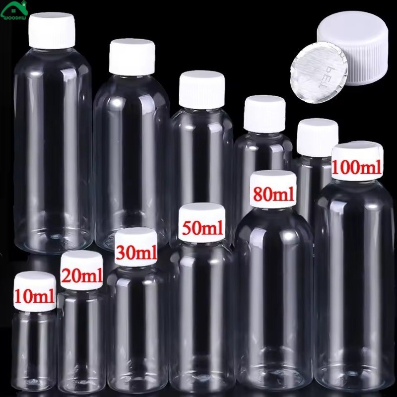 1/3/5 ชิ้น 10/30/100 มล. พลาสติก PET ขวดซีลเปล่าใส - ขวดรีฟิลใสขนาดเล็ก - ขวดบรรจุผงเหลว - ภาชนะพร้อมฝาสกรู