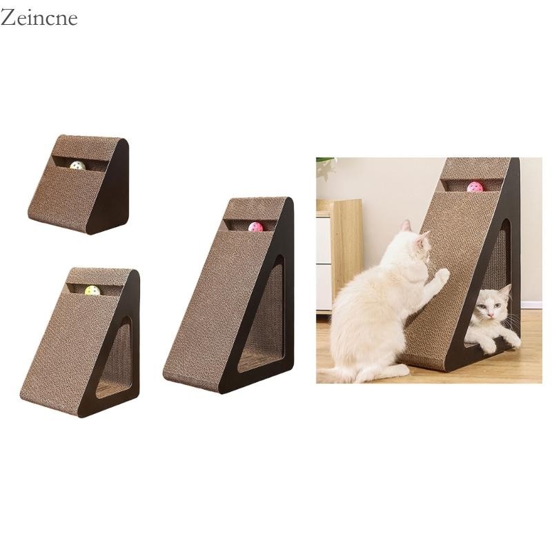 Zein ประหยัดพื้นที่แมว Scratcher ของเล่นสามเหลี่ยม Scratching กระดาษแข็งสําหรับปฏิสัมพันธ์สนุก