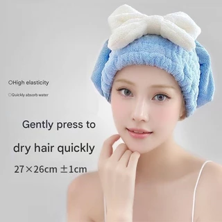 [COD] ผมแห้งหมวกผู้หญิงหนา Super Absorbent Coral Velvet Bow หมวกผมแห้ง Quick-Drying Hair-Free Hair-Drying ผ้าขนหนูโบว์ใหม่น่ารัก Headscarf หมวกอาบน้ําปกป้องผม