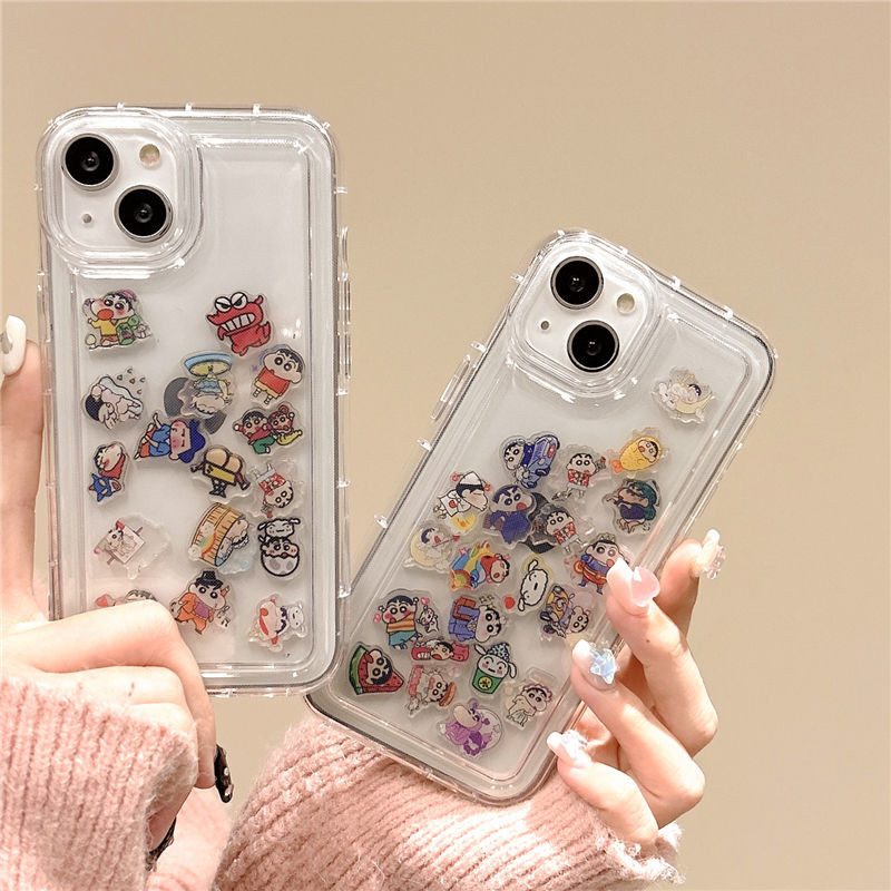 Shake-it-up Crayon Shin-ChanสําหรับIphone13/16 14plus 15ProMax Apple Xs Max Soft Air Bag Shakerอะคริลิคปลอก