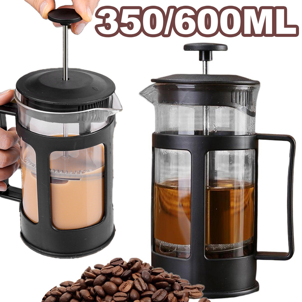 เครื่องชงชากาแฟฝรั่งเศสแบบกด - เครื่องต้มน้ํากาแฟทนความร้อน - เครื่องชงกาแฟ เครื่องชงชา หม้อแก้วหมัดมือ - ฟองนมชงด้วยการกรอง