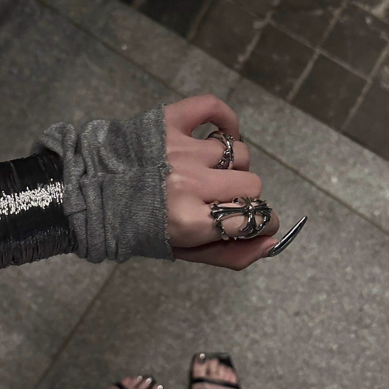 วินเทจคลาสสิกโบราณแหวนเงินข้ามสําหรับผู้หญิงผู้ชายบุคลิกภาพแหวนนิ้วแนวโน้มอุปกรณ์เสริม