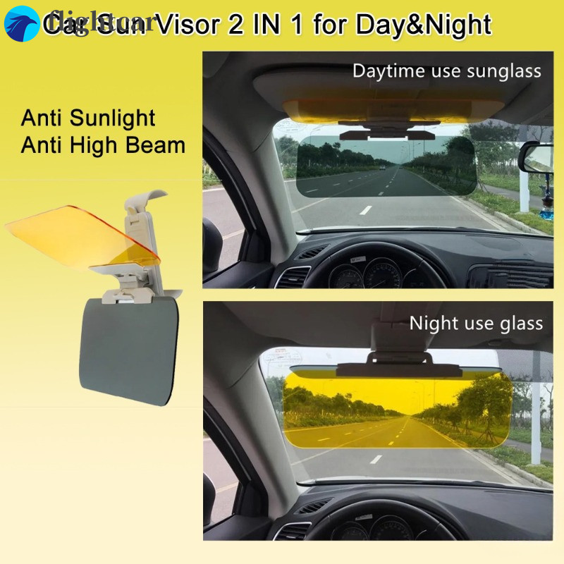 (FT) กระจกบังแดดรถยนต์ 2 IN 1 HD ป้องกันแสงแดด กระจกมองหลัง UV พับได้ มองเห็นที่มืด สําหรับรถยนต์