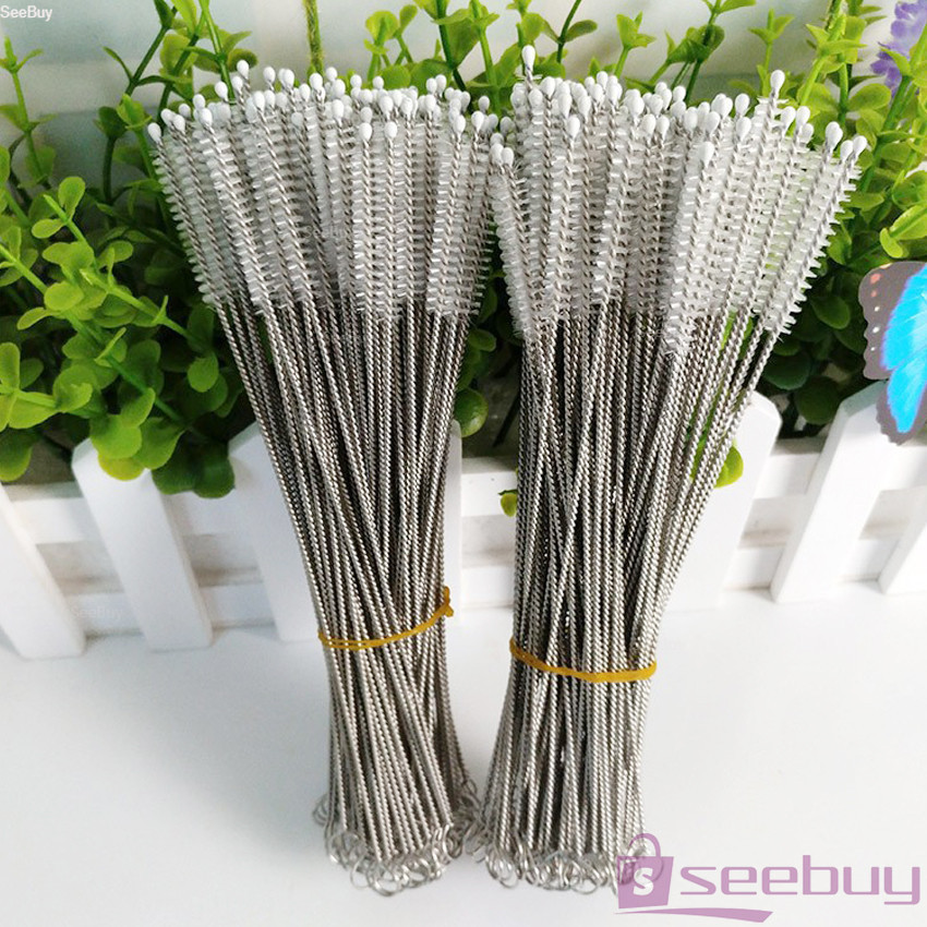 SUY แปรงล้างหลอดดูด จุกนม ขนไนล่อน ไม่ทำให้เป็นรอย  Stainless Steel Soft Straw Straw Brush