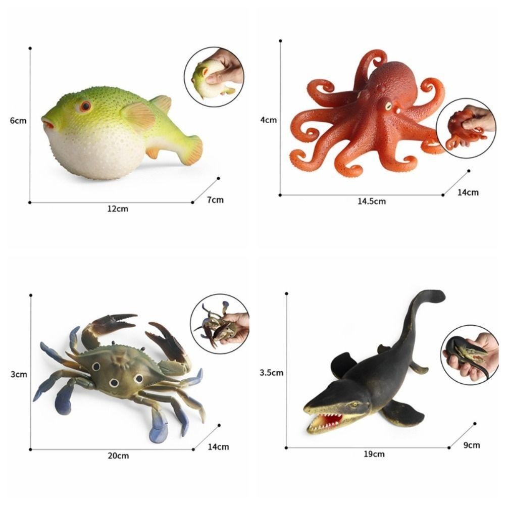 WELLNESSSPOT บีบสัตว์ทะเล, โมเดลปู Octopus จําลองสัตว์ทะเล, ของเล่นเพื่อการศึกษา Pufferfish ปลาหมึกนุ่ม TPR Sea Life รุ่นของเล่นเด็ก ราคา ถูกที่สุด ดีลบีเคเค แกลเลอรีภาพที่ 2
