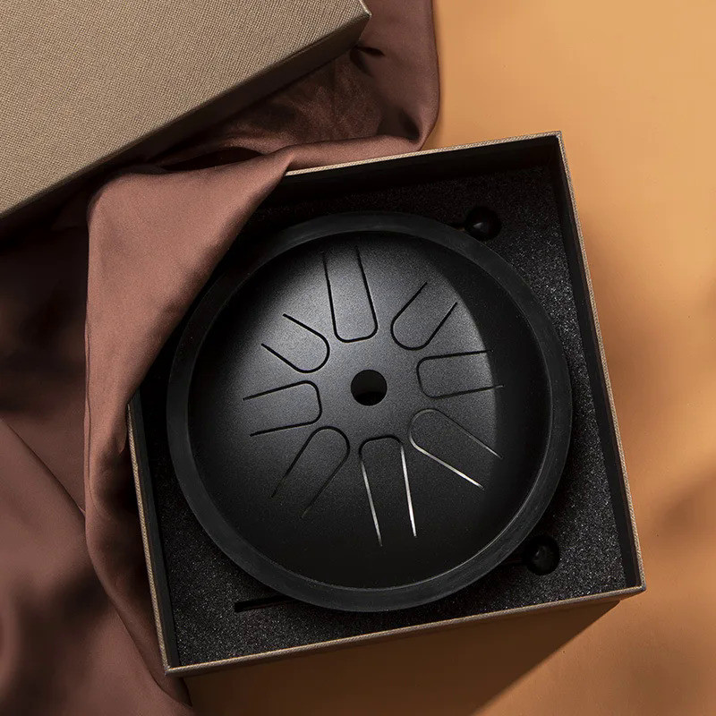 Hluru Professional Glucophone D5, Quality Steel Tongue Drum 6 Inch 8 Notes , Ethereal Drum ,Percussi