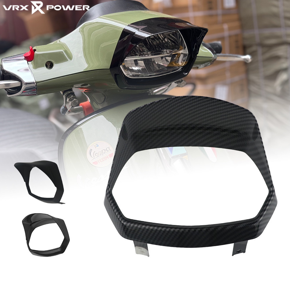สําหรับ Vespa Sprint 150 i-รับ 2019-2023 รายการไฟหน้าหมวกรถจักรยานยนต์ ABS หัวหน้ากรอบ Guard
