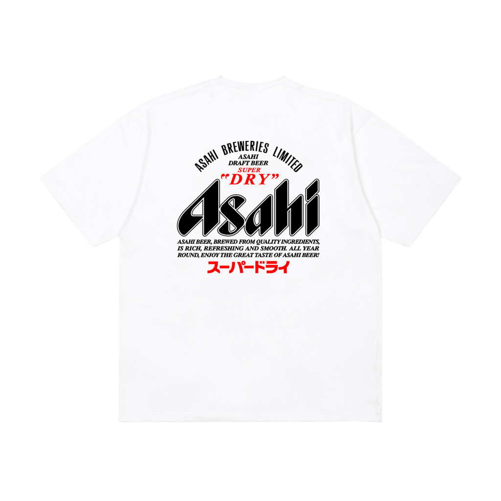 Asahi-asahi เสื้อยืดแขนสั้น ผ้าฝ้ายแท้ พิมพ์ลายตัวอักษรเบียร์ ทรงหลวม เข้ากับทุกการแต่งกาย สไตล์ญี่ปุ่น สําหรับผู้หญิง