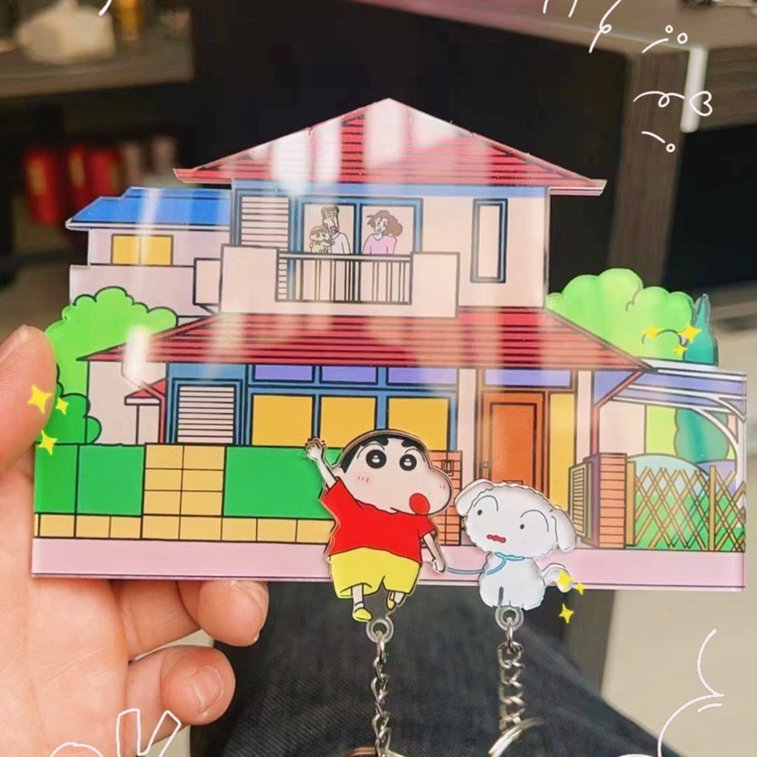 Kawaii ชินจัง แขวนกุญแจ สติกเกอร์ติดผนัง ตกแต่งบ้าน ชั้นเก็บของ สไตล์คู่รัก อุปกรณ์เสริมกุญแจ