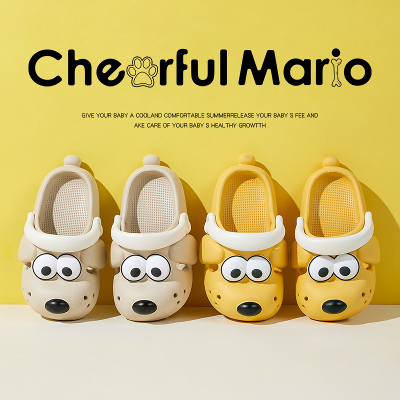 Cheerful Mario 14-22ซม Slipper เด็ก การ์ตูน รองเท้าแตะหมาเด็กผู้ชาย ลำลอง ชายหาด รองเท้ารัดส้นเด็กผู้ชาย