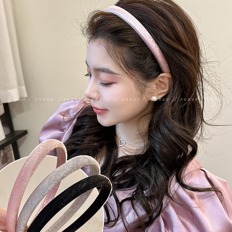 ยอดนิยม Ins Shiny Silk Headband Fairy Face Wash Thin Edge Cloth Hairband สําหรับผู ้ หญิงสไตล ์ เกาหลี